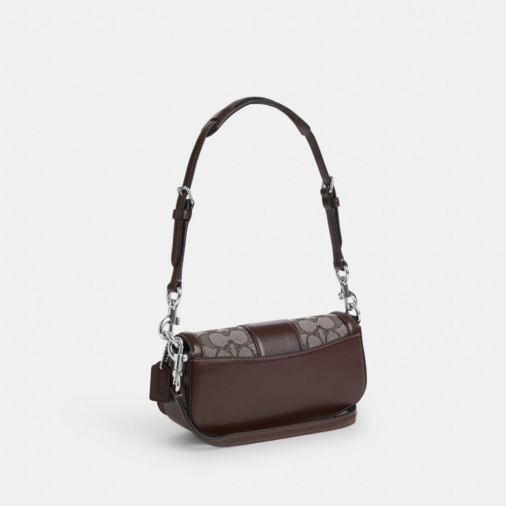 COACH®,ANDREA SMALL SHOULDER BAG IN SIGNATURE JACQUARD,Non Leather,Mini,Sv/Oak/Maple,Angle View