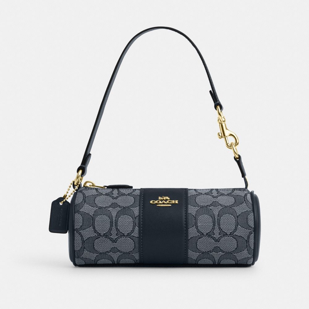 Gold Navy Midnight Navy Nolita Barrel Bag In Signature Jacquard