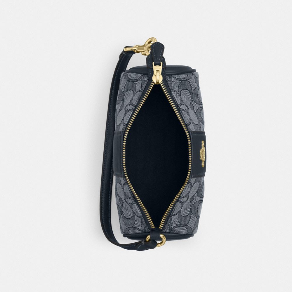 COACH®,SAC BARIL NOLITA EN JACQUARD SIGNATURE,Sans cuir,Im/Bleu marine/Bleu marine minuit,Inside View,Top View