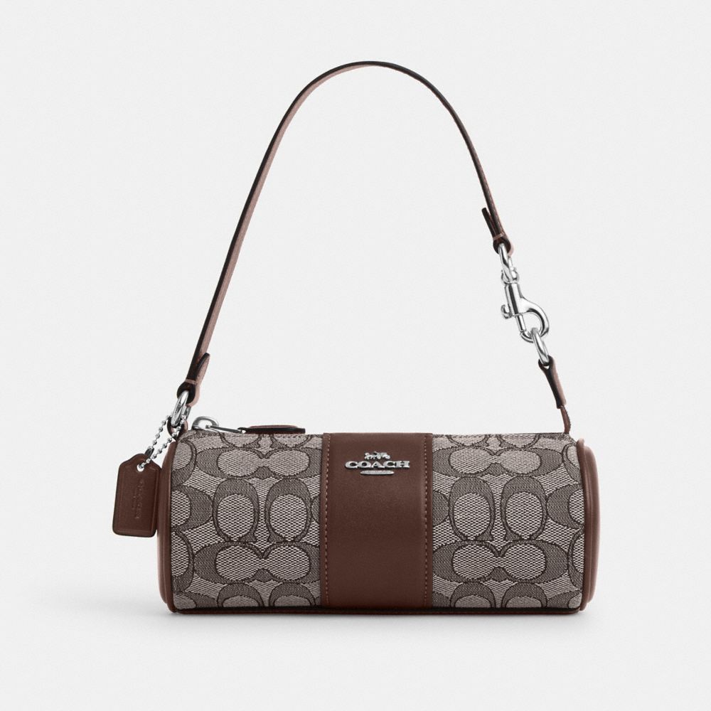 COACH®,NOLITA BARREL BAG IN SIGNATURE JACQUARD,Non Leather,Mini,Sv/Oak/Maple,Front View