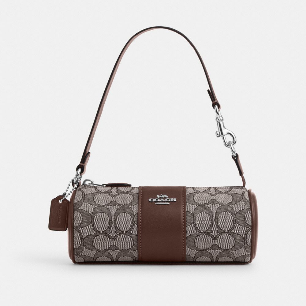 COACH®,NOLITA BARREL BAG IN SIGNATURE JACQUARD,Mini,Sv/Oak/Maple,Front View