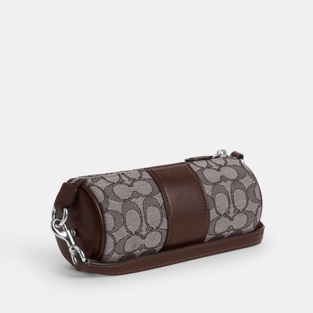 COACH®,NOLITA BARREL BAG IN SIGNATURE JACQUARD,Non Leather,Mini,Sv/Oak/Maple,Angle View