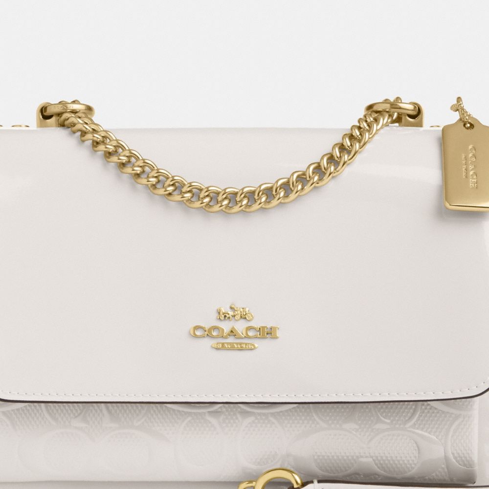 COACH®,Klare Crossbody Bag In Signature Leather,Crossbody,Logo,Metal,Day Party,White