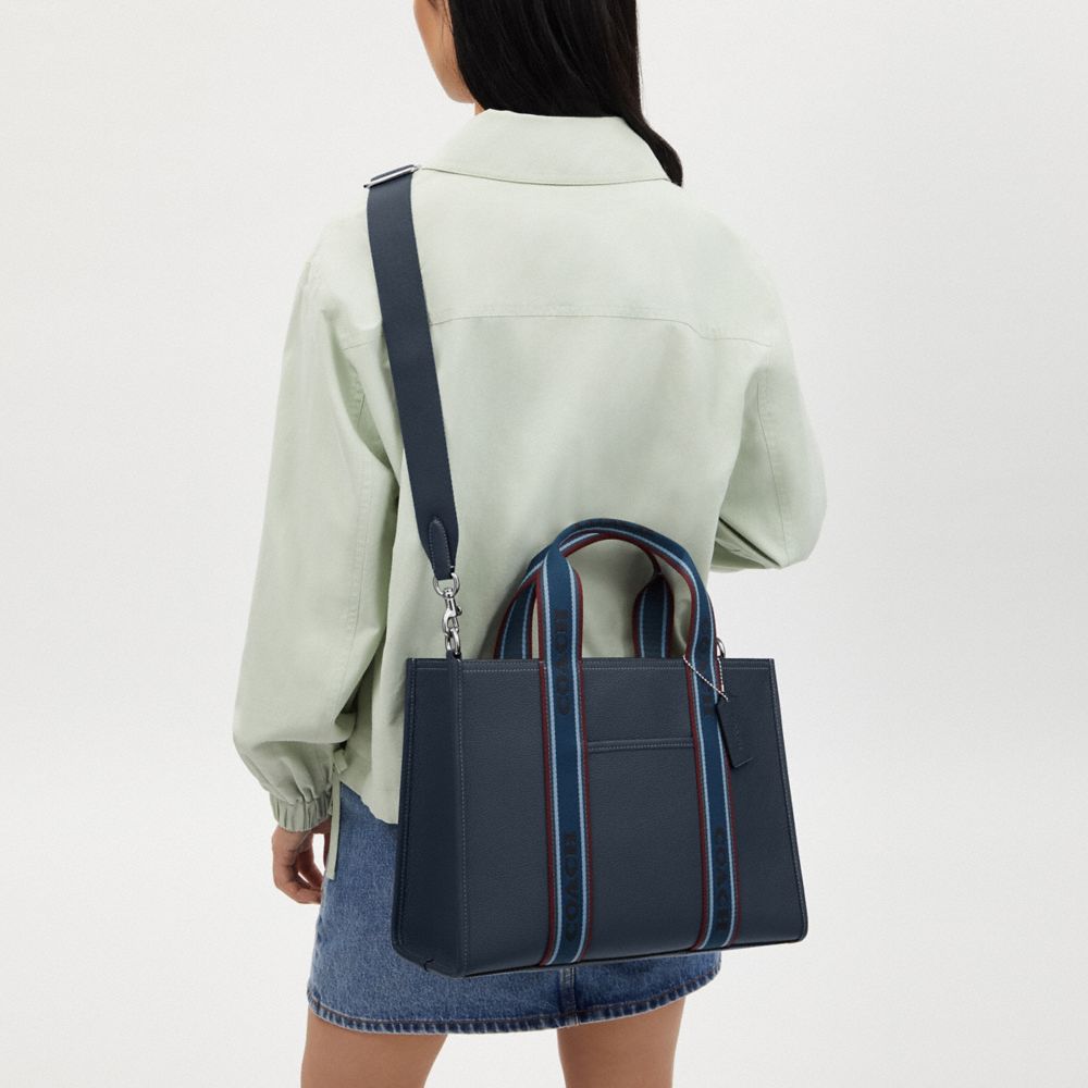 COACH®,Smith Tote Bag,Leather,Tote,Stripe,Casual,Blue,Detail View