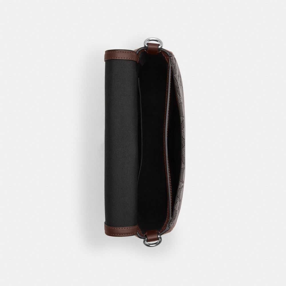 COACH®,AMELIA SADDLE BAG IN SIGNATURE JACQUARD,Non Leather,Medium,Sv/Oak/Maple,Inside View,Top View