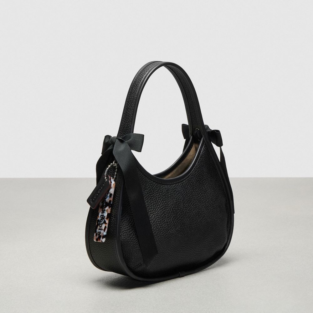 COACH®,Ergo Bag in Coachtopia Leather: Bows,Coachtopia Leather,Small,Bow Bags,Black,Angle View