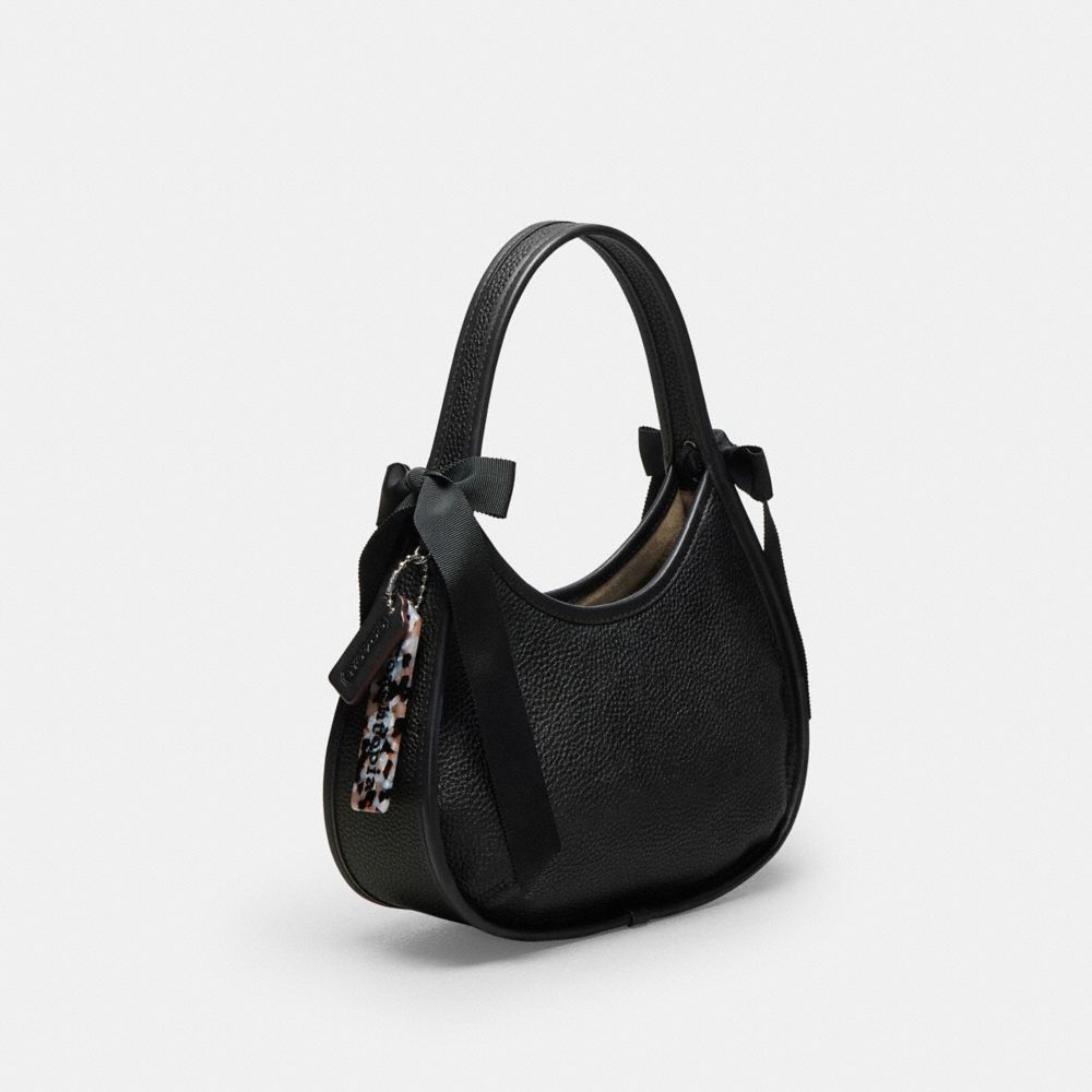 COACH®,Ergo Bag in Coachtopia Leather: Bows,Coachtopia Leather,Small,Bow Bags,Black,Angle View