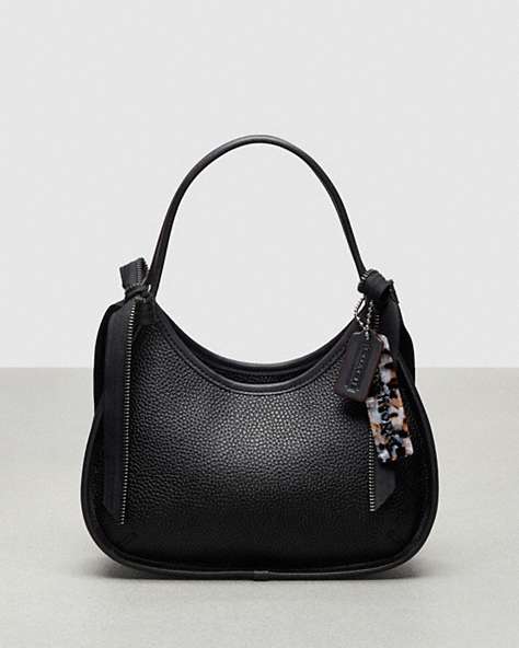 COACH®,Ergo Bag With Zipper Bows,Coachtopia Leather,Small,Bow Bags,Black,Front View
