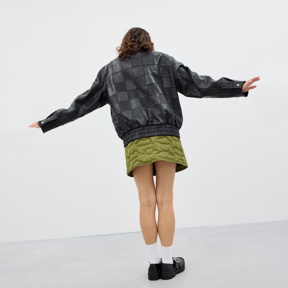 COACH®,Bomber Jacket,Leather,Bomber,Leather,Sustainable,All Season,Casual,Black,Scale View
