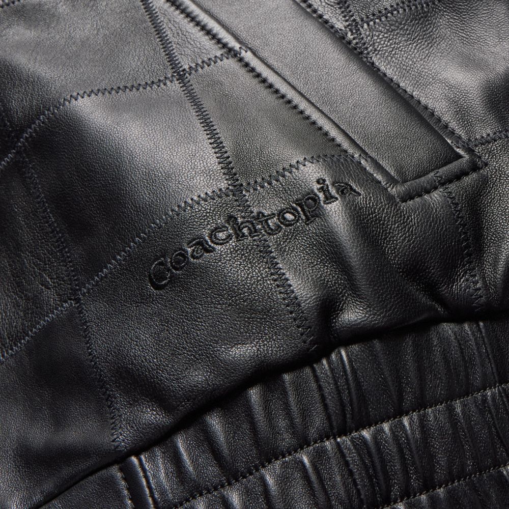 COACH®,Bomber Jacket,Leather,Bomber,Leather,Sustainable,All Season,Casual,Black,Closer View