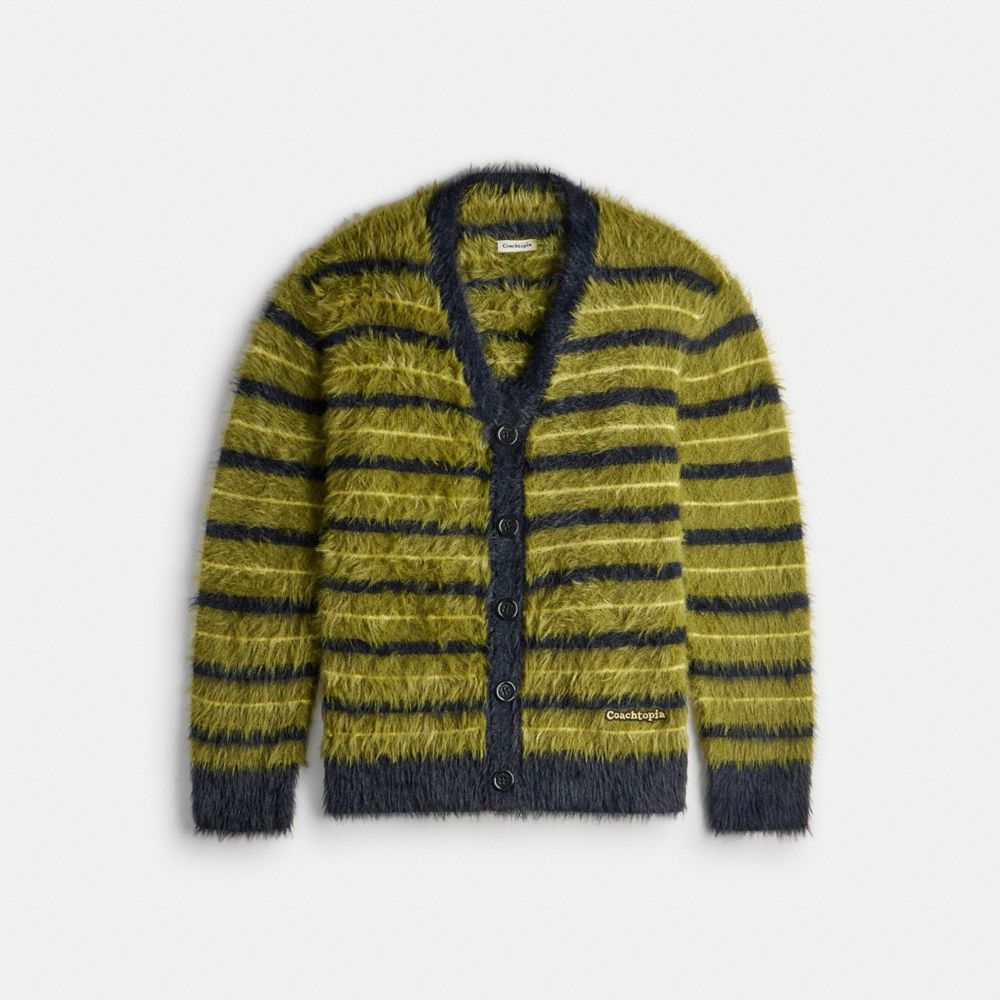 COACH®,Fuzzy Knit Cardigan,,Front View