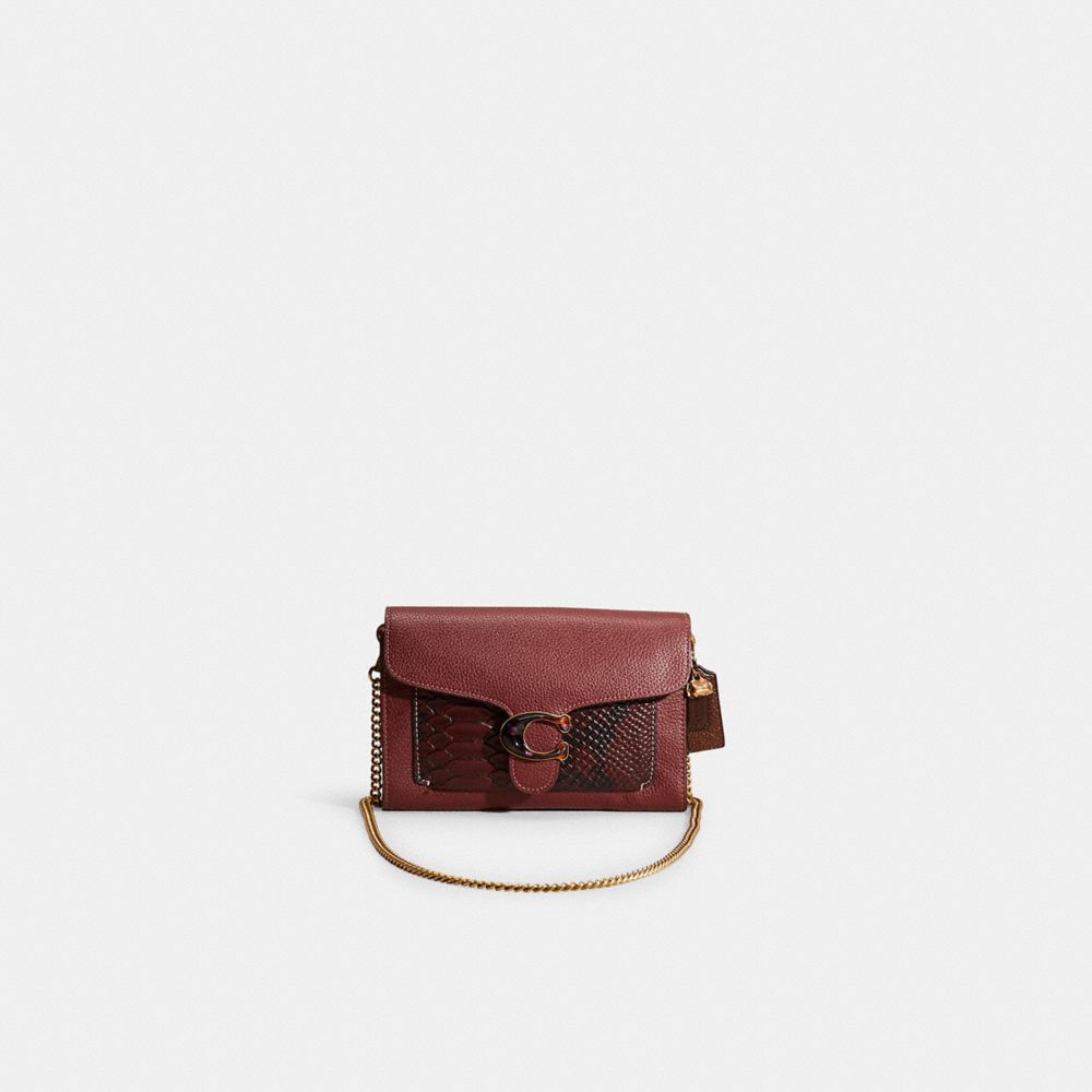 COACH®,UPCRAFTED TABBY CHAIN CLUTCH,Brass/Wine,Front View