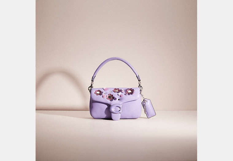 COACH®,UPCRAFTED PILLOW TABBY SHOULDER BAG 18,Holiday Glow Up,Silver/Light Violet,Front View