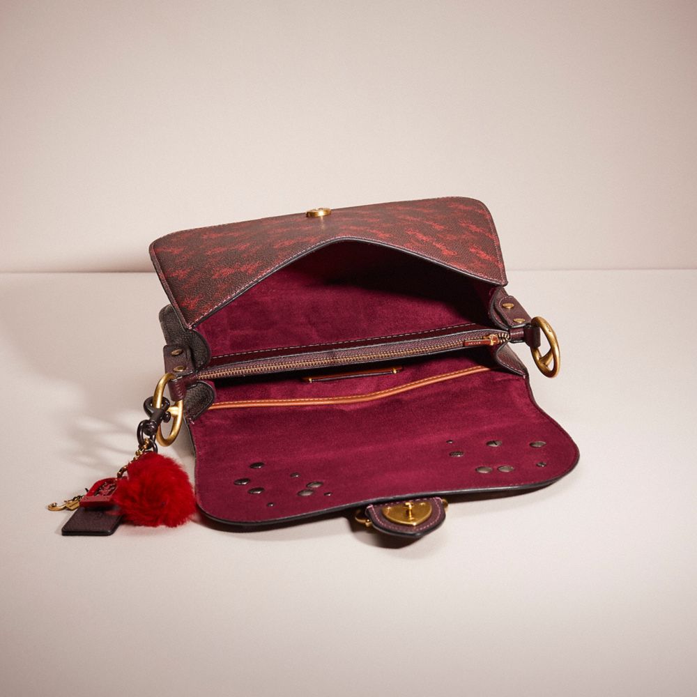COACH®,UPCRAFTED BEAT SHOULDER BAG WITH HORSE AND CARRIAGE PRINT,Brass/Oxblood Cranberry,Inside View,Top View
