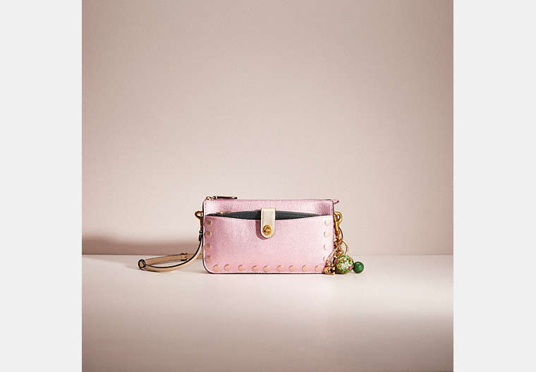 COACH®,UPCRAFTED NOA POP-UP MESSENGER IN COLORBLOCK,Brass/Metallic Pink Multi,Front View
