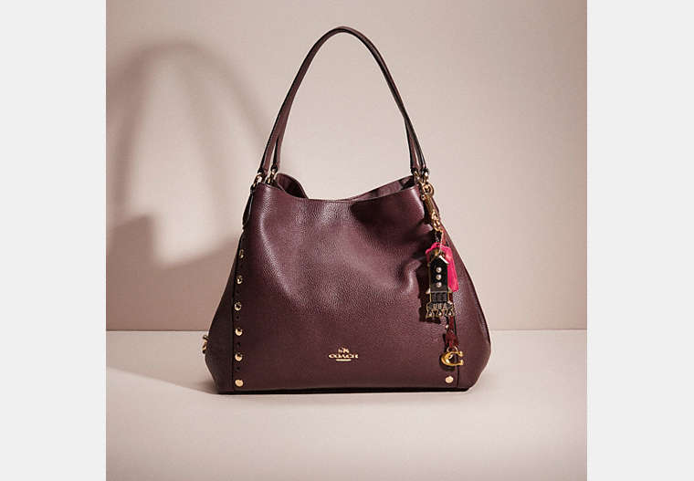 COACH®,UPCRAFTED EDIE SHOULDER BAG 31,Light Gold/Oxblood,Front View