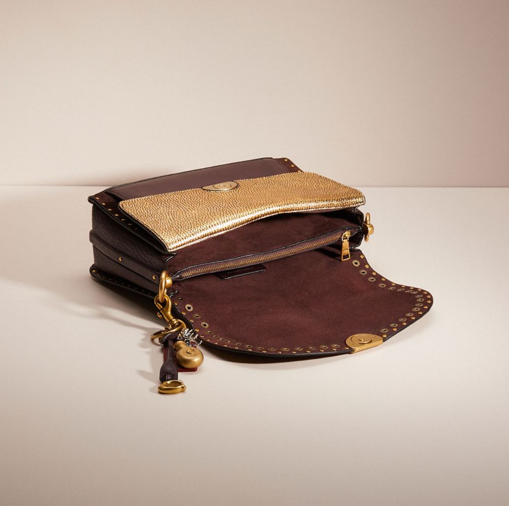 COACH®,UPCRAFTED DREAMER SHOULDER BAG WITH RIVETS,Brass/Oxblood,Inside View,Top View