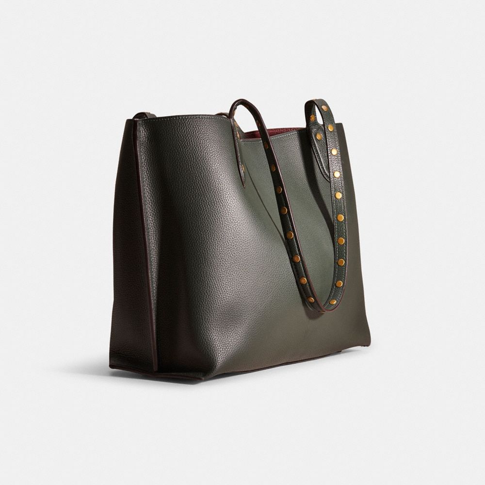 COACH®,Upcrafted Willow Tote In Colorblock With Signature Canvas Interior,,Angle View