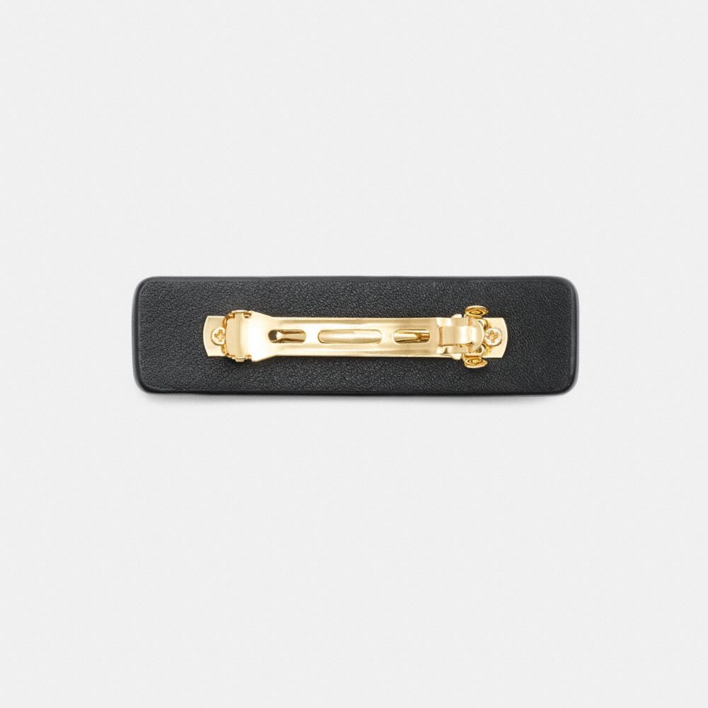 COACH®,SIGNATURE LEATHER BARRETTE,Black,Alternate View