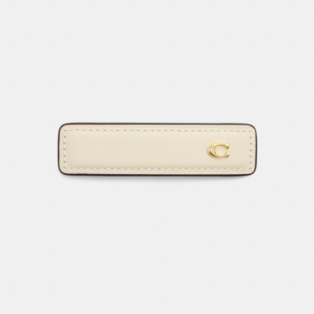 COACH®,BARRETTE EN CUIR SIGNATURE,Craie,Front View