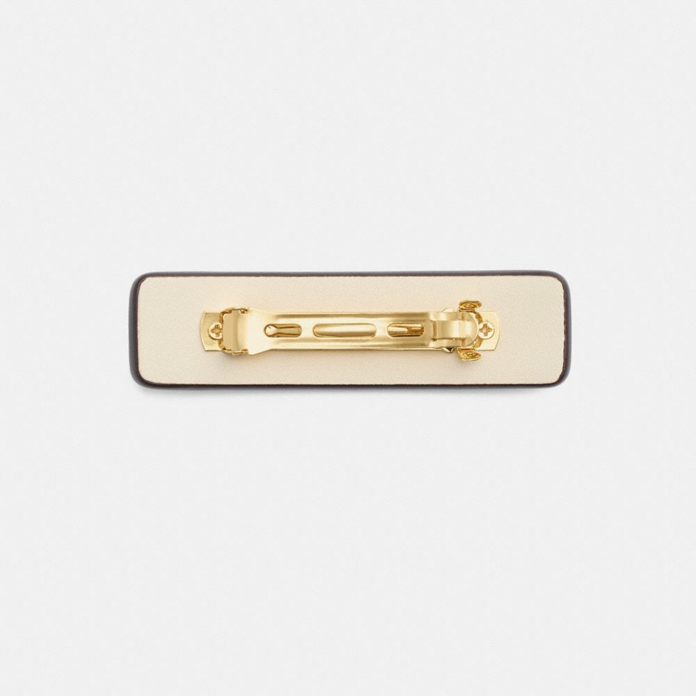 COACH®,SIGNATURE LEATHER BARRETTE,Chalk,Alternate View