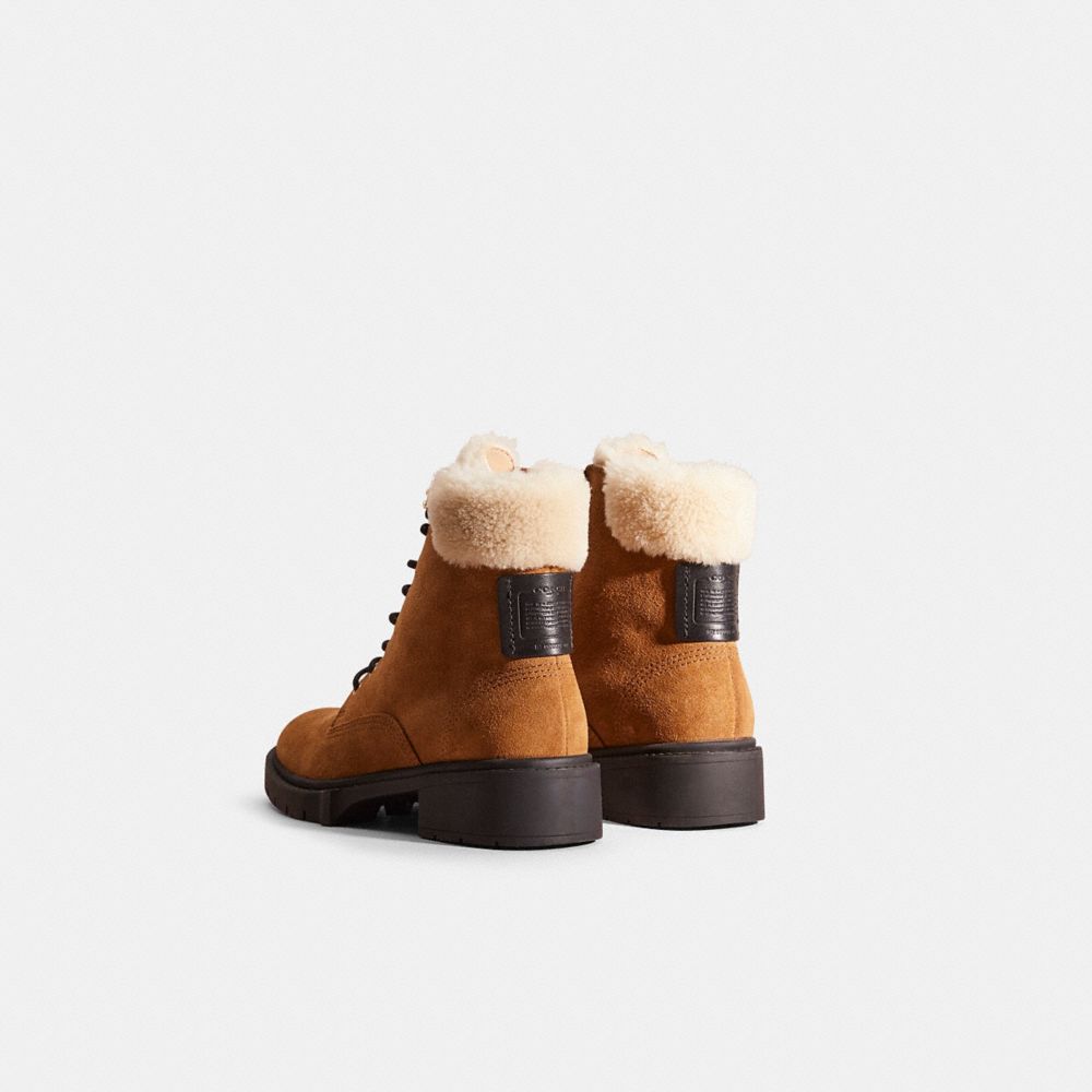 COACH®,RESTORED LORIMER BOOTIE,Raw Umber,Back View
