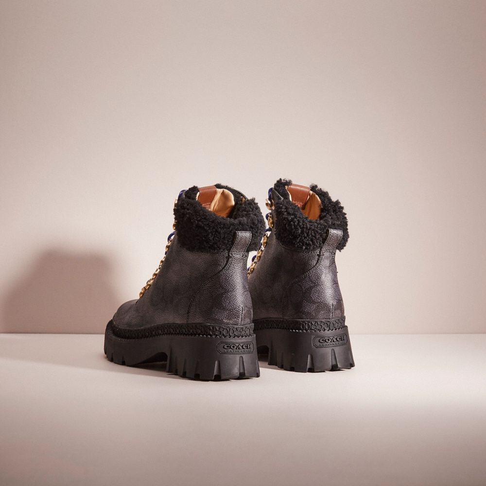COACH®,RESTORED JANEL BOOT,Charcoal,Back View