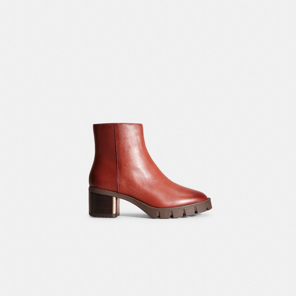 COACH®,RESTORED CHRISSY BOOTIE,Red Mocha,Front View