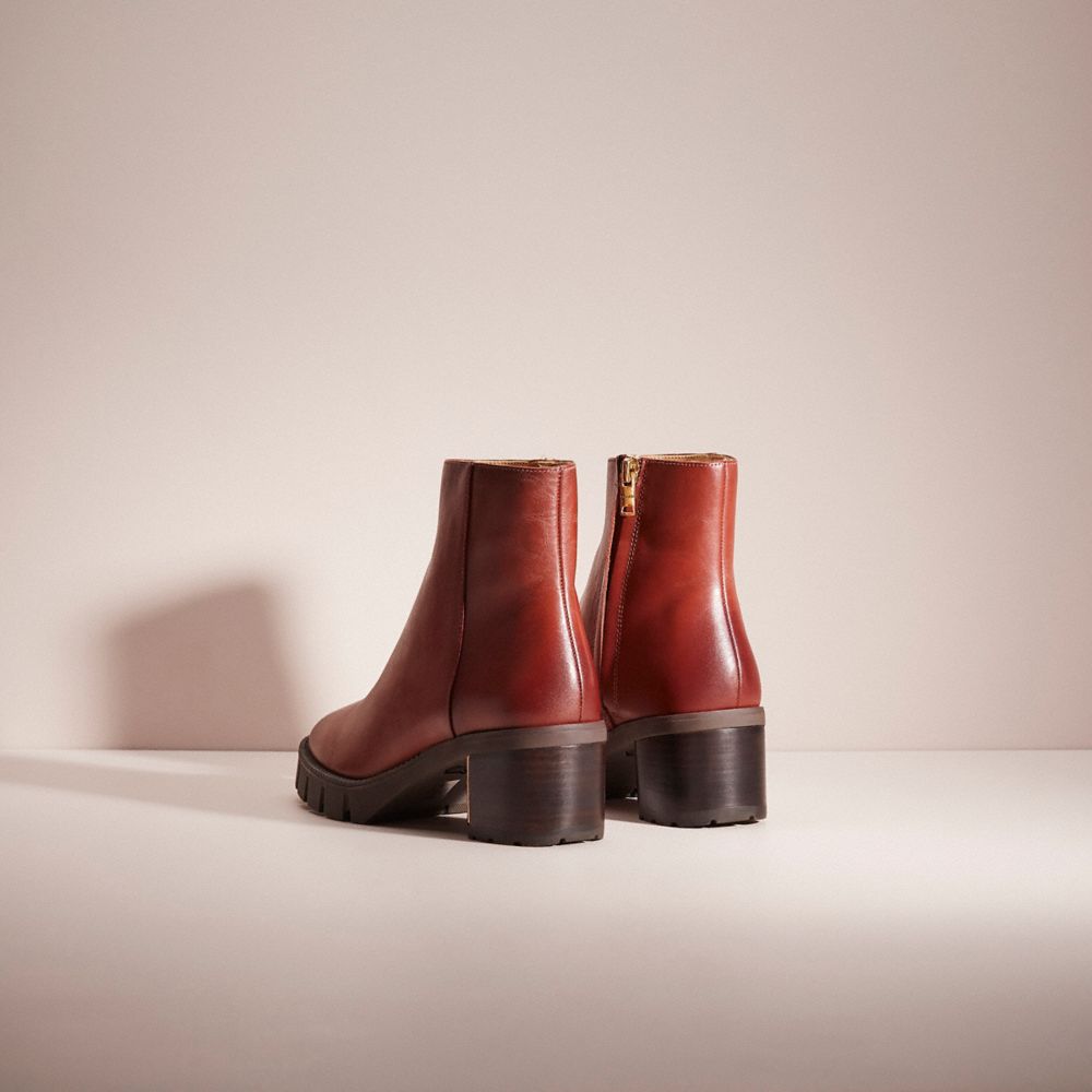 COACH®,RESTORED CHRISSY BOOTIE,Red Mocha,Back View