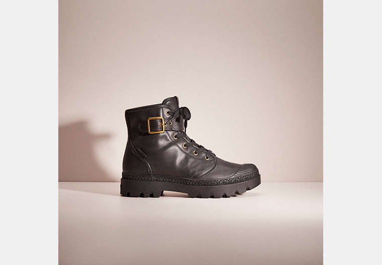 COACH®,RESTORED TROOPER MID TOP BOOT,Black,Front View