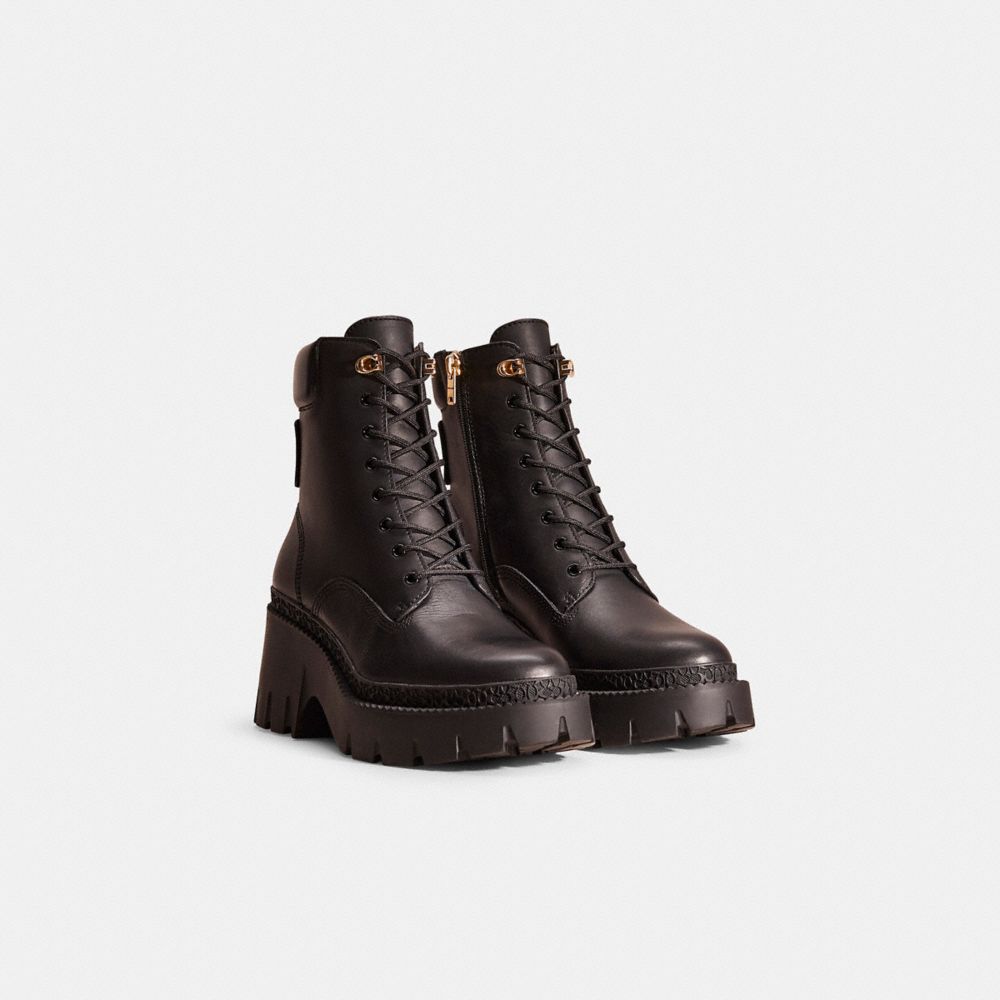 COACH®,RESTORED AINSELY BOOTIE,Black,Angle View