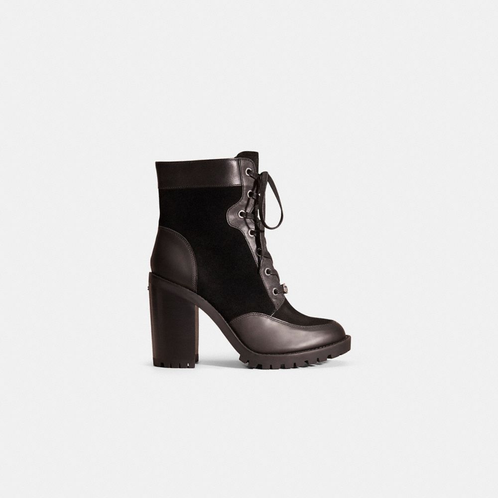 Coach delaney signature on sale buckle heel bootie