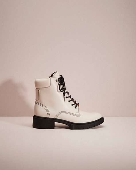 COACH®,RESTORED LORIMER BOOTIE,Leather,Chalk,Front View
