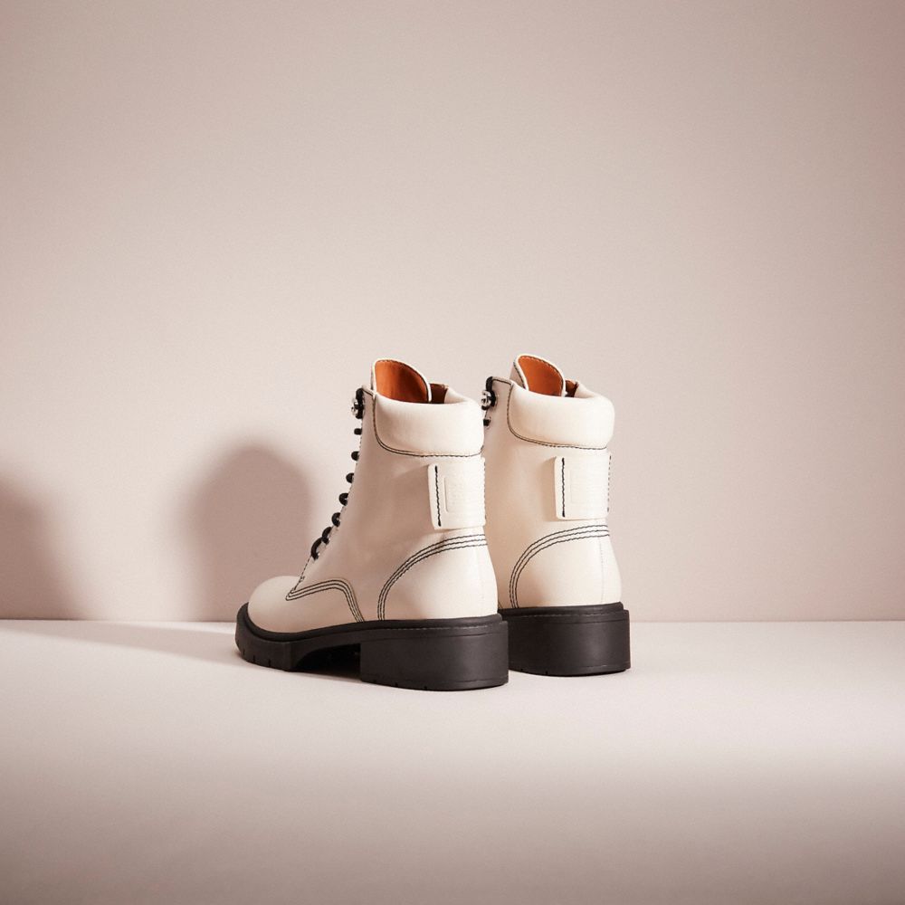 COACH®,RESTORED LORIMER BOOTIE,Leather,Chalk,Back View