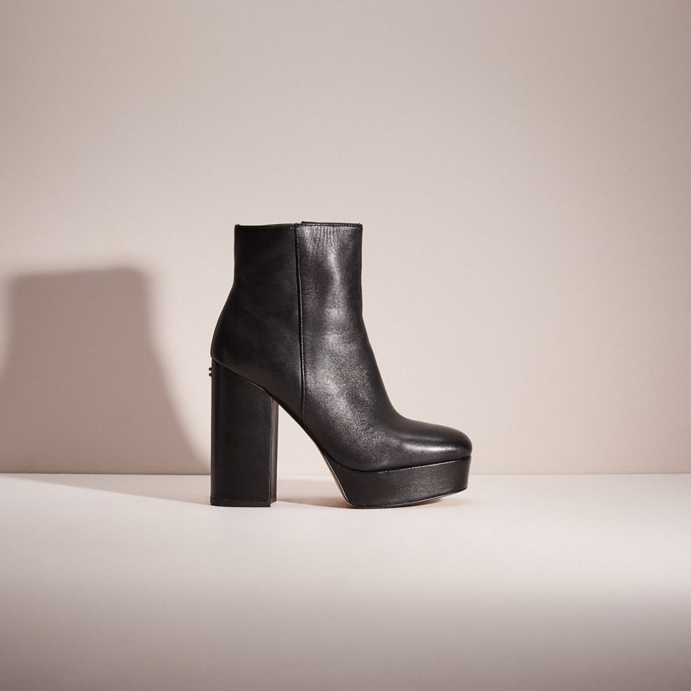 COACH®,RESTORED IONA BOOTIE,Leather,Black,Front View