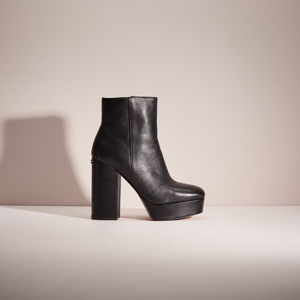 COACH®,Restored Iona Bootie,Leather,Rubber,Bootie,Day Party,Black,Front View