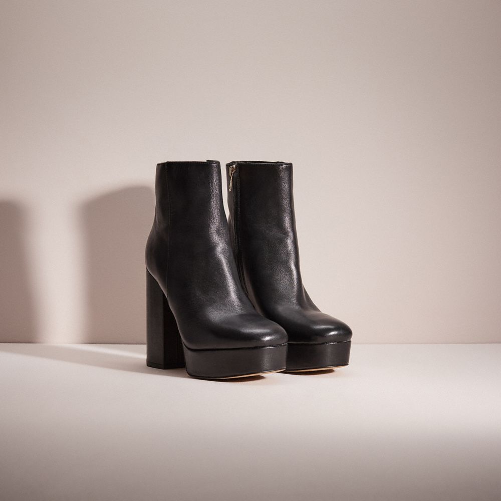 COACH®,Restored Iona Bootie,Leather,Rubber,Bootie,Day Party,Black,Angle View