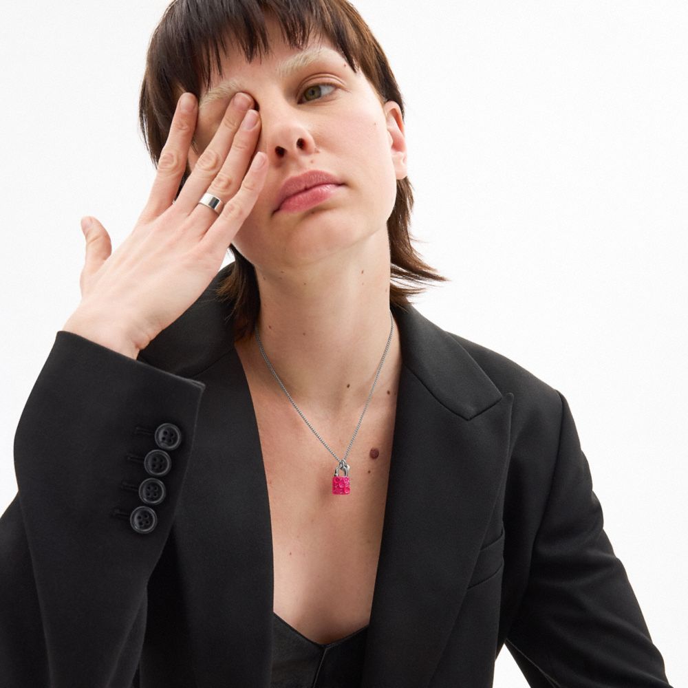 COACH®,ティー ローズ パッドロック アンド キー ペンダント ネックレス,ネックレス,