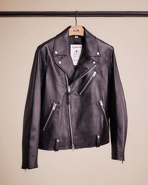 COACH®,RESTORED LEATHER MOTO JACKET,Black,Front View
