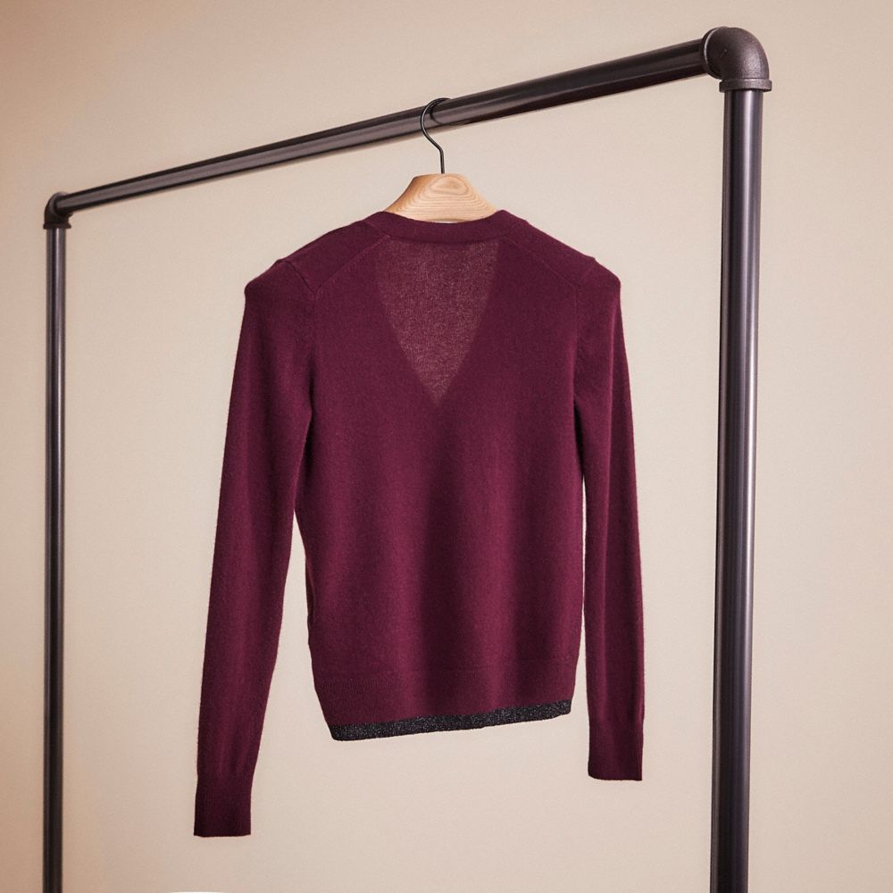 COACH®,Restored Rexy Patch Cardigan,,Back View