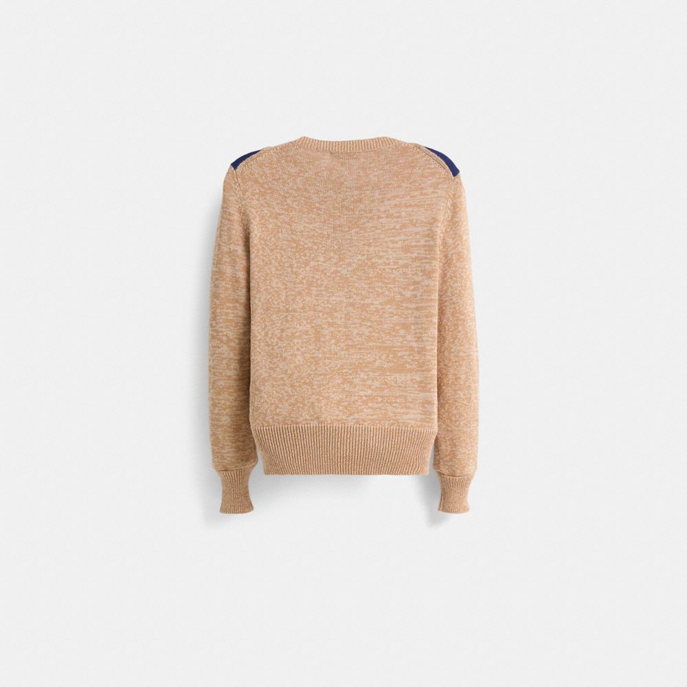 COACH®,Restored Desertscape Crewneck Sweater,Cotton Knit,Sweater,Pullover,No Embellishment,Casual,Brown,Back View
