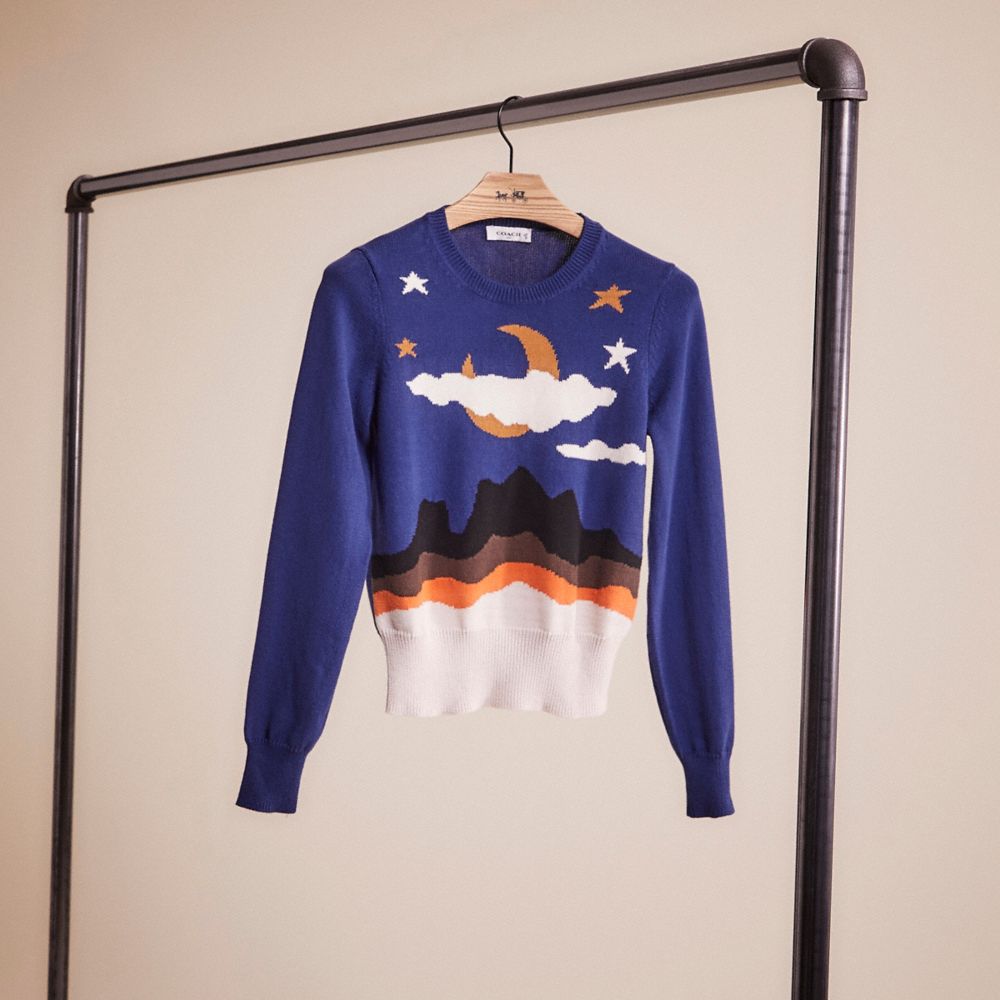 COACH®,RESTORED MOONSCAPE CREWNECK SWEATER,Midnight Multi,Front View