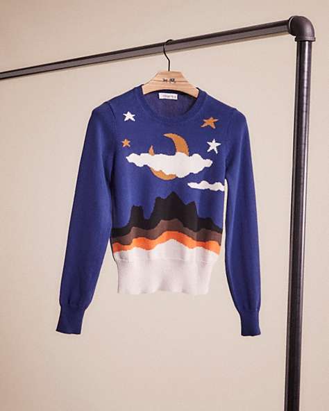 COACH®,RESTORED MOONSCAPE CREWNECK SWEATER,Midnight Multi,Front View