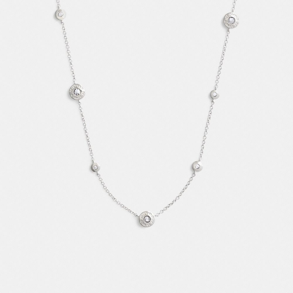 COACH®,OPEN CIRCLE STATION NECKLACE,Silver,Front View