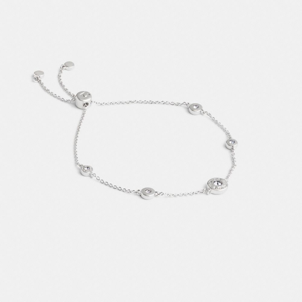 COACH®,OPEN CIRCLE STATION SLIDER BRACELET,Silver,Front View