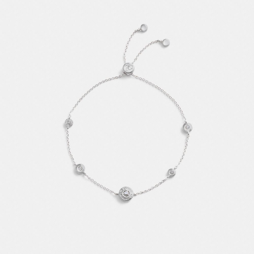 COACH®,OPEN CIRCLE STATION SLIDER BRACELET,Silver,Inside View,Top View