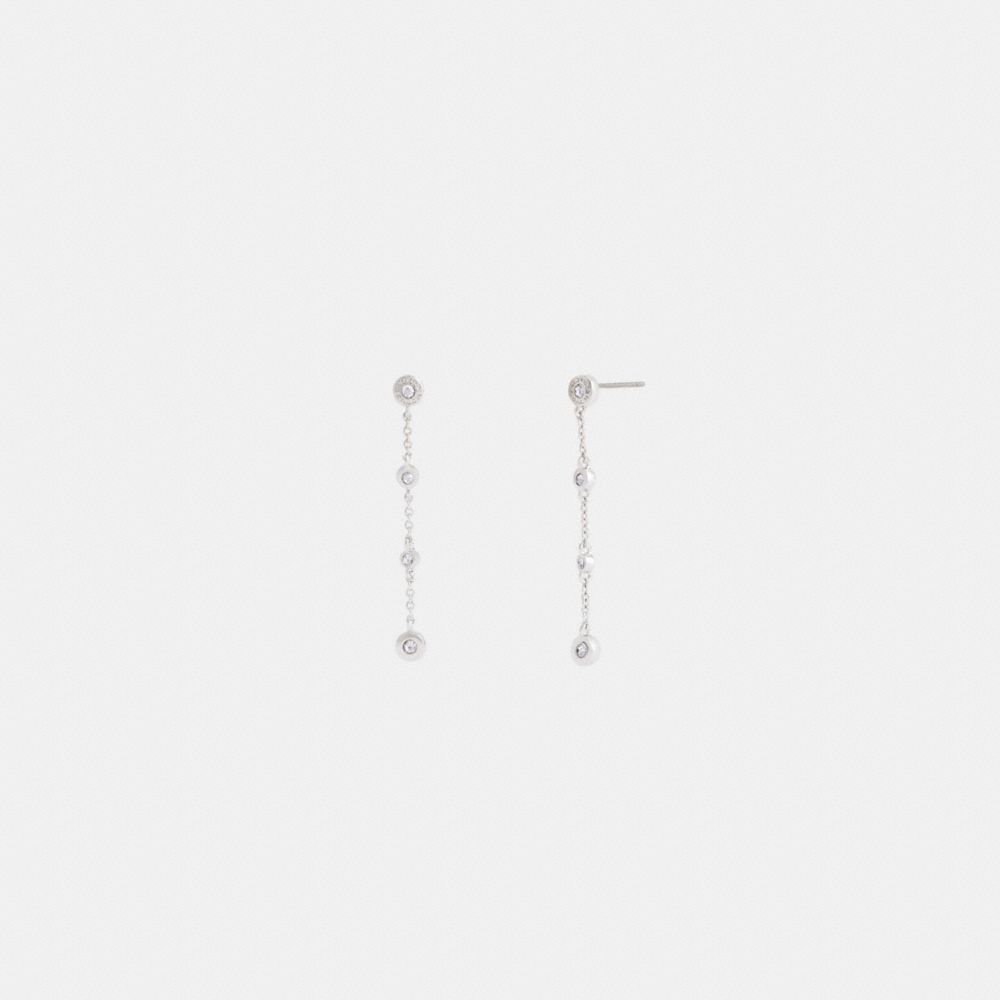 COACH®,OPEN CIRCLE LINEAR EARRINGS,Silver,Front View