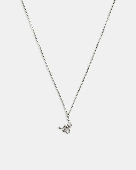 COACH®,STERLING SILVER SCORPION PENDANT NECKLACE,Silver,Front View
