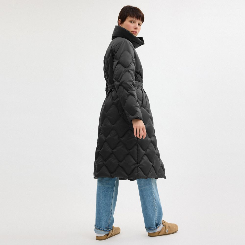 COACH®,Quilted Long Puffer In Recycled Nylon,Black,Scale View