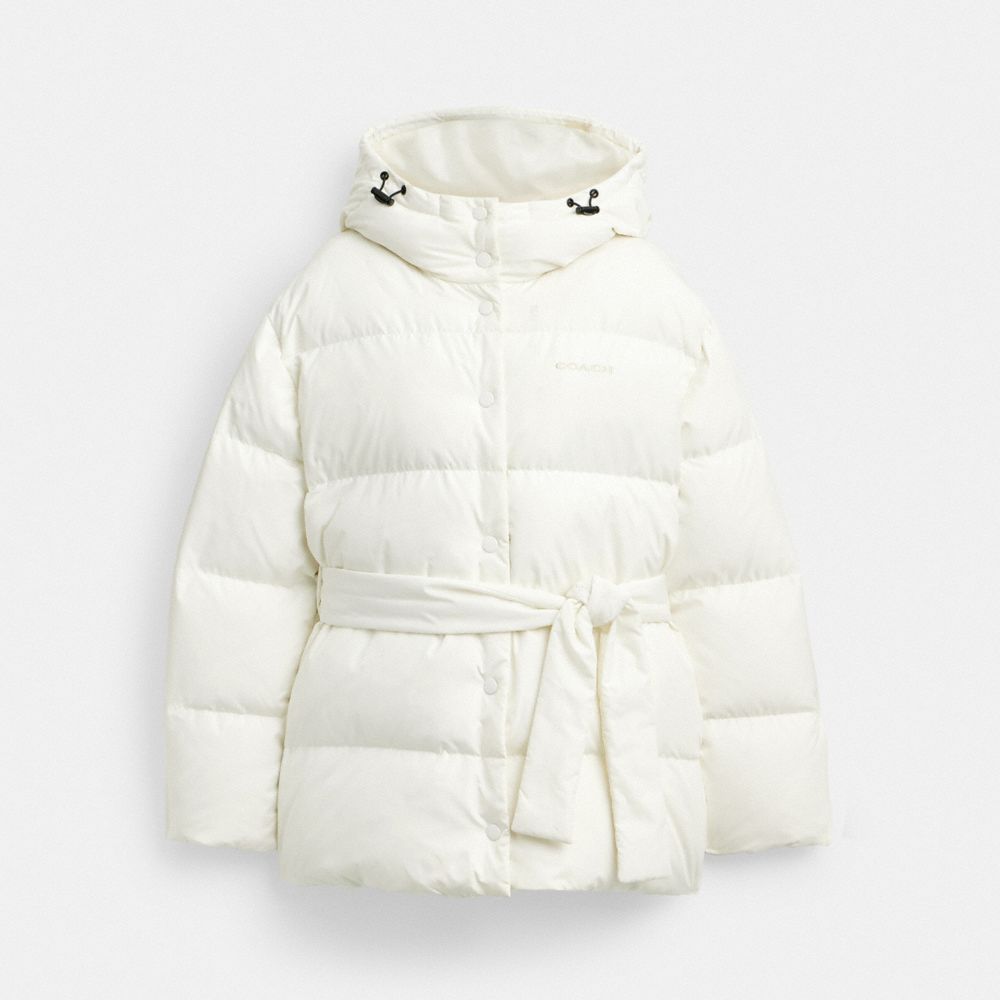 COACH GB Short Puffer With Belt In Recycled Polyester